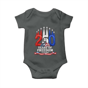 250 Years of Freedom Abraham Lincoln Patriotic Baby Onesie US Fighter Jets Red White and Blue 1776 to 2026 Semiquincentennial TS02 Dark Heather Print Your Wear