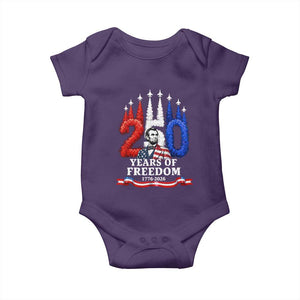250 Years of Freedom Abraham Lincoln Patriotic Baby Onesie US Fighter Jets Red White and Blue 1776 to 2026 Semiquincentennial TS02 Purple Print Your Wear
