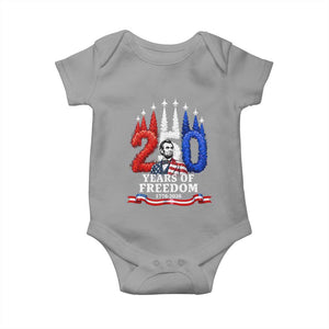 250 Years of Freedom Abraham Lincoln Patriotic Baby Onesie US Fighter Jets Red White and Blue 1776 to 2026 Semiquincentennial TS02 Sport Gray Print Your Wear