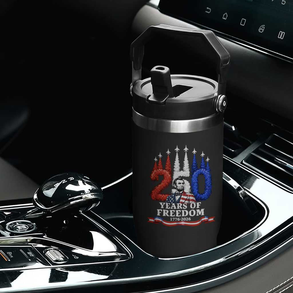 250 Years of Freedom Abraham Lincoln Patriotic Flip Straw Tumbler US Fighter Jets Red White and Blue 1776 to 2026 Semiquincentennial TS02 Print Your Wear