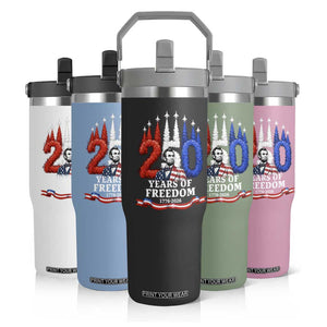 250 Years of Freedom Abraham Lincoln Patriotic Flip Straw Tumbler US Fighter Jets Red White and Blue 1776 to 2026 Semiquincentennial TS02 Print Your Wear