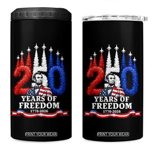 250 Years of Freedom Abraham Lincoln Patriotic 4 in 1 Can Cooler Tumbler US Fighter Jets Red White and Blue 1776 to 2026 Semiquincentennial TS02 One Size: 16 oz Black Print Your Wear