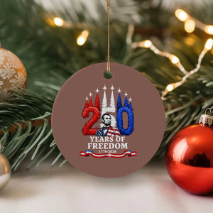 250 Years of Freedom Abraham Lincoln Patriotic Ceramic Ornament US Fighter Jets Red White and Blue 1776 to 2026 Semiquincentennial TS02 1pc Mocha Print Your Wear