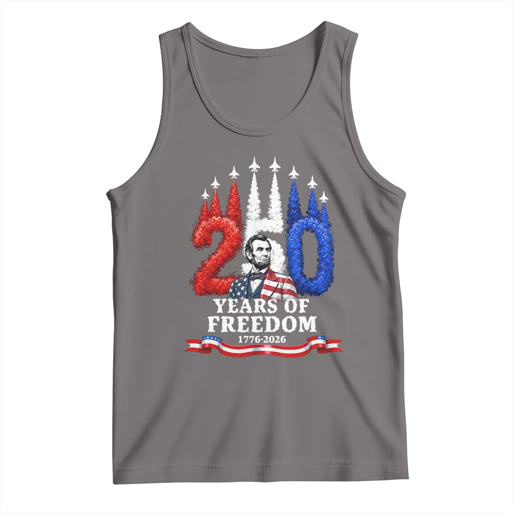 250 Years of Freedom Abraham Lincoln Patriotic Tank Top US Fighter Jets Red White and Blue 1776 to 2026 Semiquincentennial TS02 Deep Heather Print Your Wear