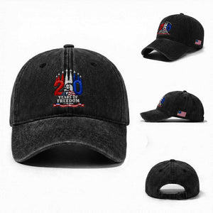 250 Years of Freedom Abraham Lincoln Patriotic Washed Cotton Baseball Cap US Fighter Jets Red White and Blue 1776 to 2026 Semiquincentennial TS02 Washed Cap Universal Fit Black Print Your Wear