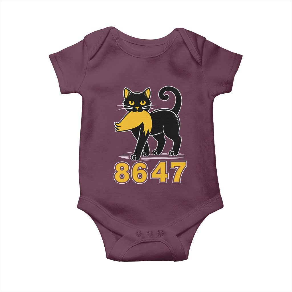 8647 Black Cat Golden Hair Prey Baby Onesie Funny Coded Political Satire TS02 Maroon Print Your Wear
