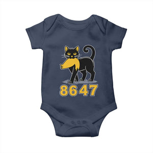 8647 Black Cat Golden Hair Prey Baby Onesie Funny Coded Political Satire TS02 Navy Print Your Wear