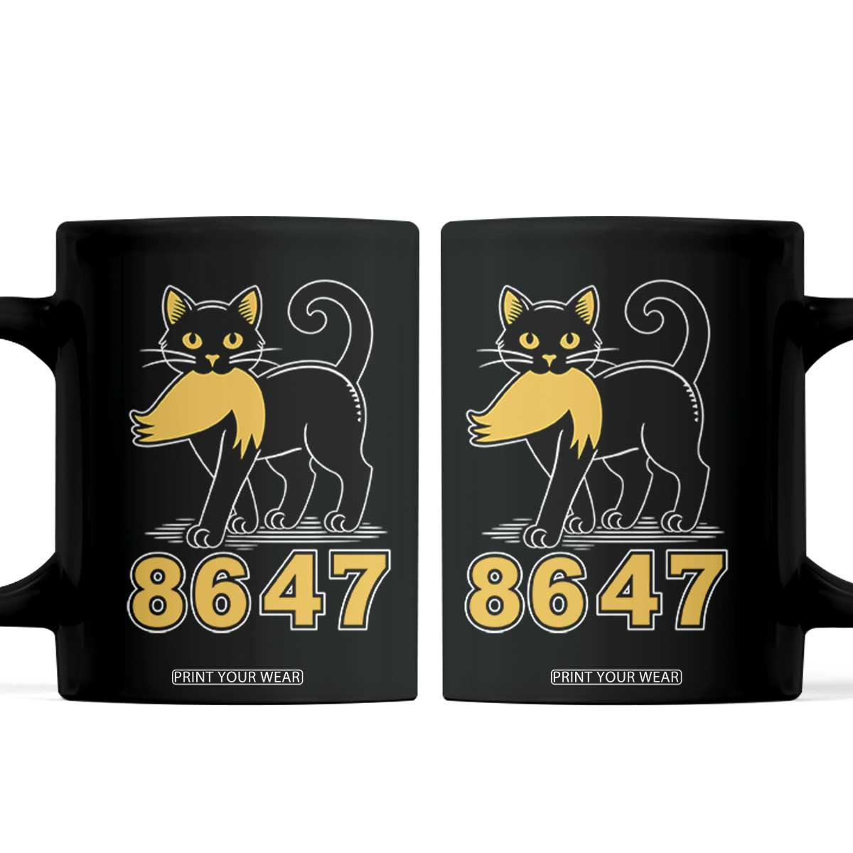 8647 Black Cat Golden Hair Prey Coffee Mug Funny Coded Political Satire
