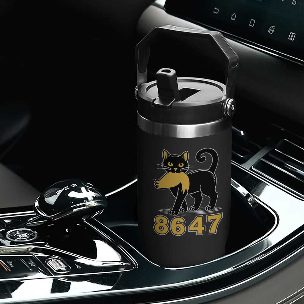 8647 Black Cat Golden Hair Prey Flip Straw Tumbler Funny Coded Political Satire TS02 Print Your Wear