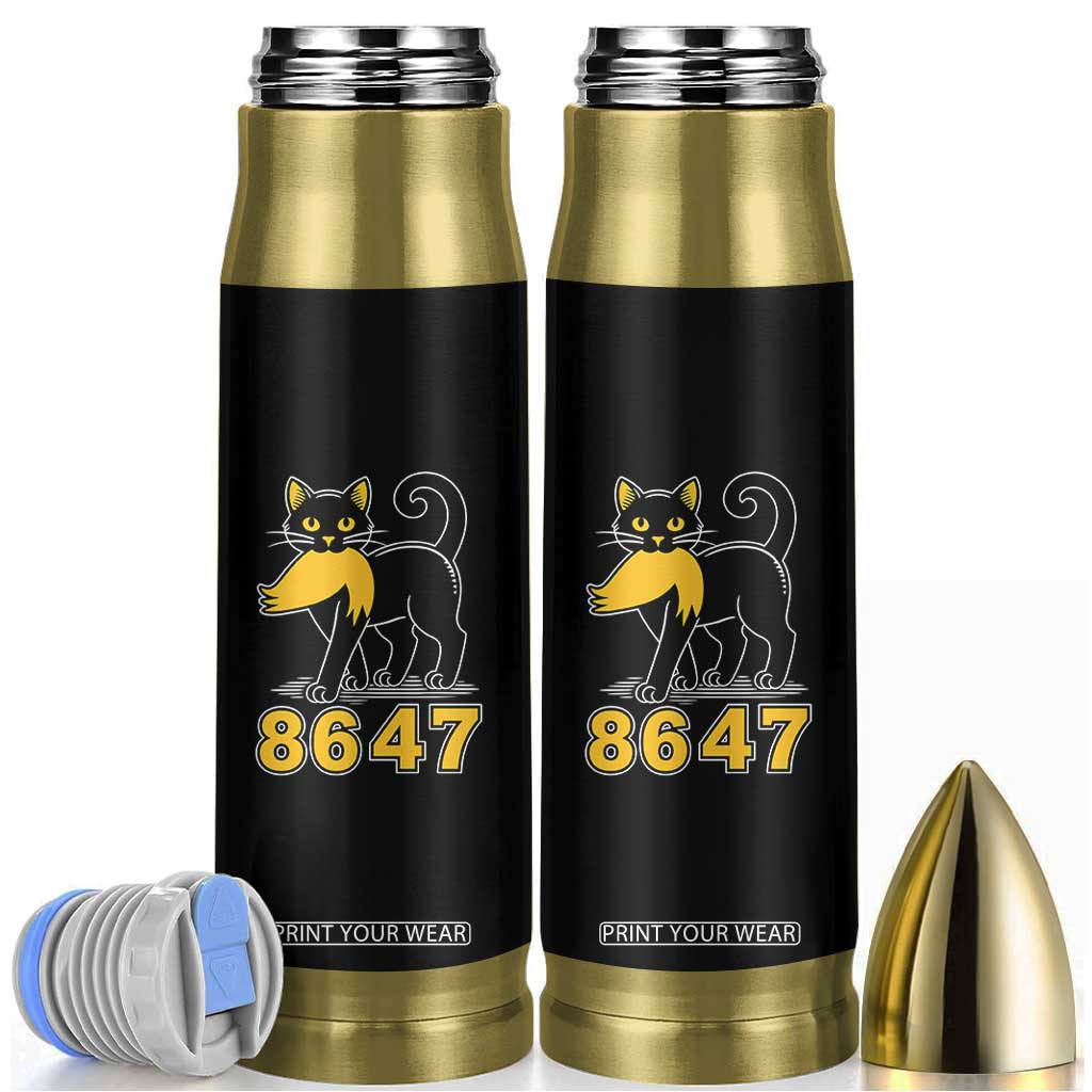 8647 Black Cat Golden Hair Prey Bullet Tumbler Funny Coded Political Satire TS02 Black Print Your Wear