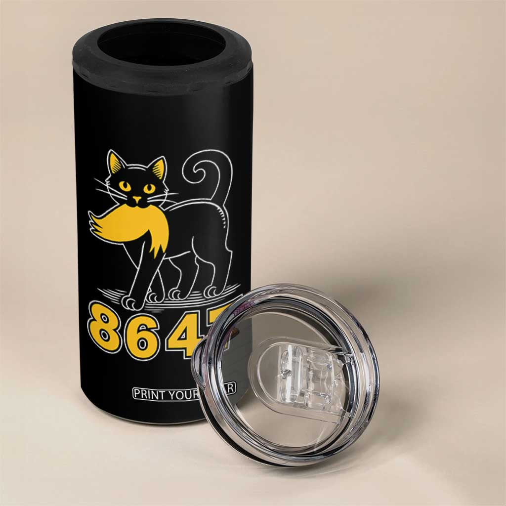 8647 Black Cat Golden Hair Prey 4 in 1 Can Cooler Tumbler Funny Coded Political Satire TS02 Print Your Wear