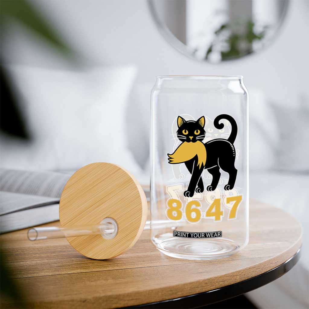 8647 Black Cat Golden Hair Prey Glass Can Funny Coded Political Satire TS02 Print Your Wear