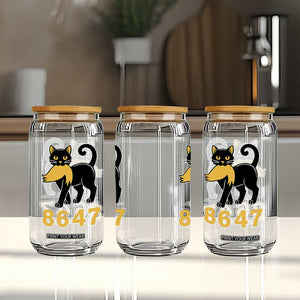 8647 Black Cat Golden Hair Prey Glass Can Funny Coded Political Satire TS02 Print Your Wear