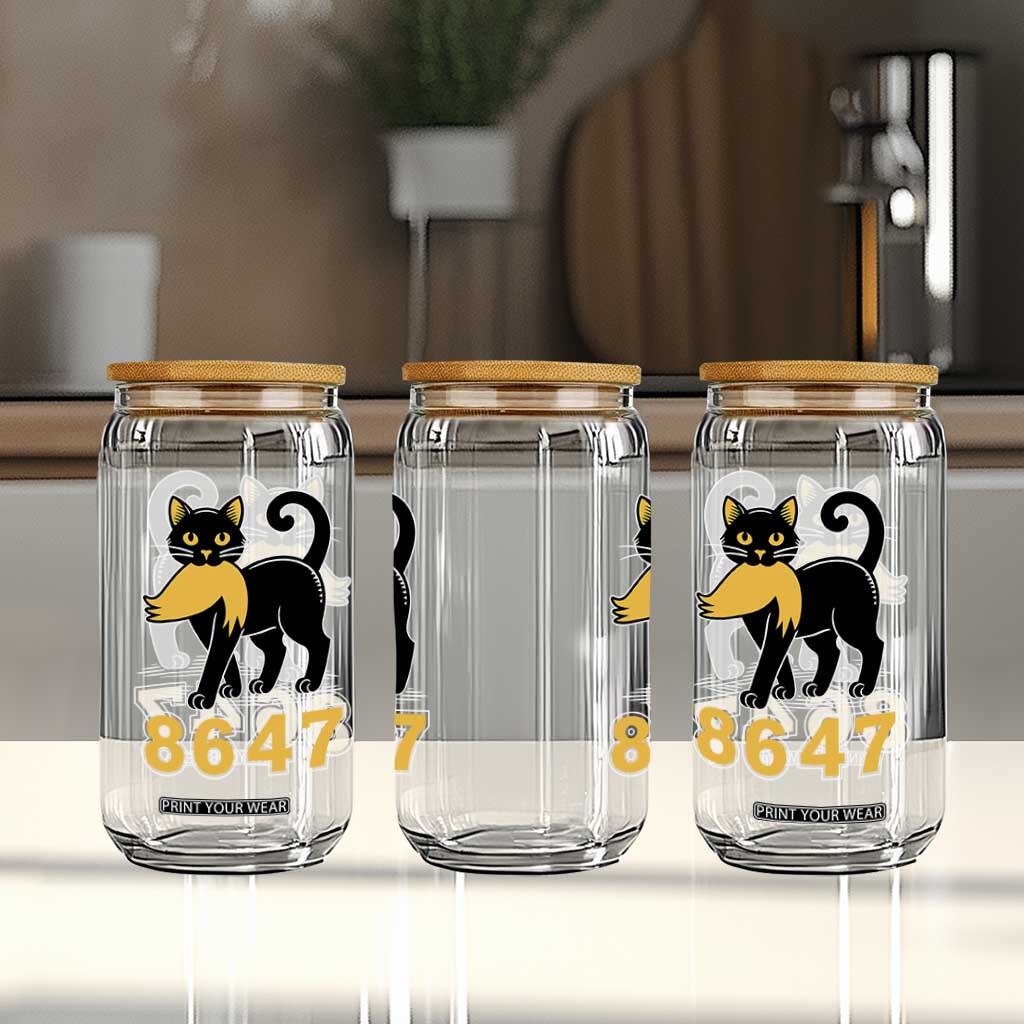 8647 Black Cat Golden Hair Prey Glass Can Funny Coded Political Satire TS02 Print Your Wear