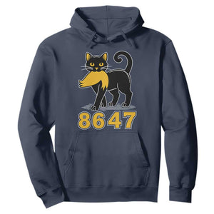 8647 Black Cat Golden Hair Prey Hoodie Funny Coded Political Satire TS02 Navy Print Your Wear