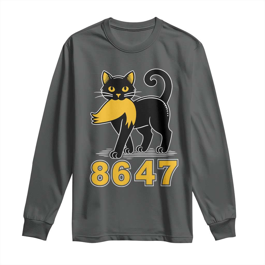 8647 Black Cat Golden Hair Prey Long Sleeve Shirt Funny Coded Political Satire TS02 Dark Heather Print Your Wear