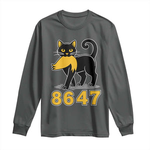 8647 Black Cat Golden Hair Prey Long Sleeve Shirt Funny Coded Political Satire TS02 Dark Heather Print Your Wear
