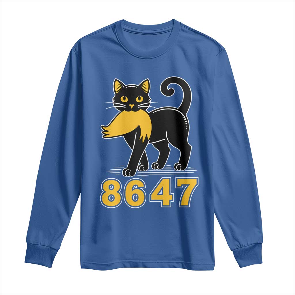 8647 Black Cat Golden Hair Prey Long Sleeve Shirt Funny Coded Political Satire TS02 Royal Blue Print Your Wear