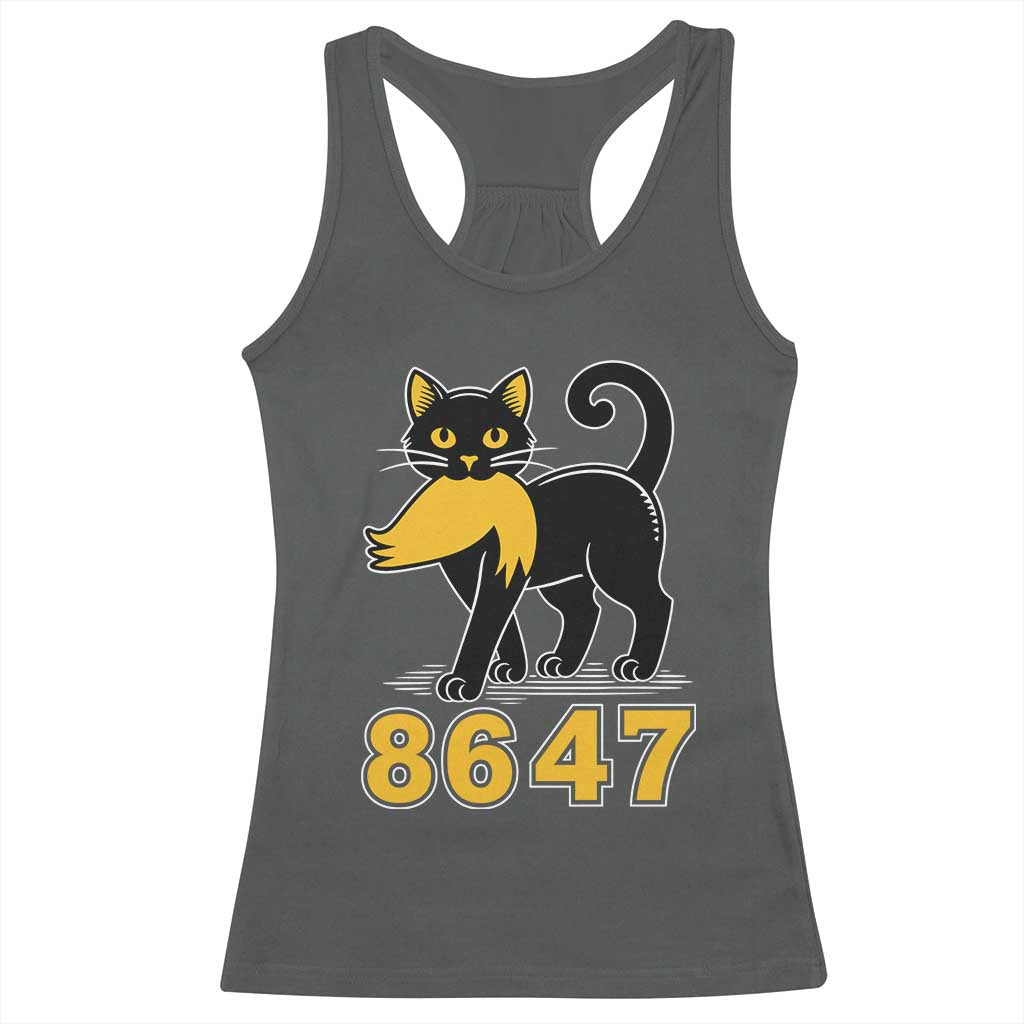 8647 Black Cat Golden Hair Prey Racerback Tank Top Funny Coded Political Satire TS02 Dark Heather Print Your Wear