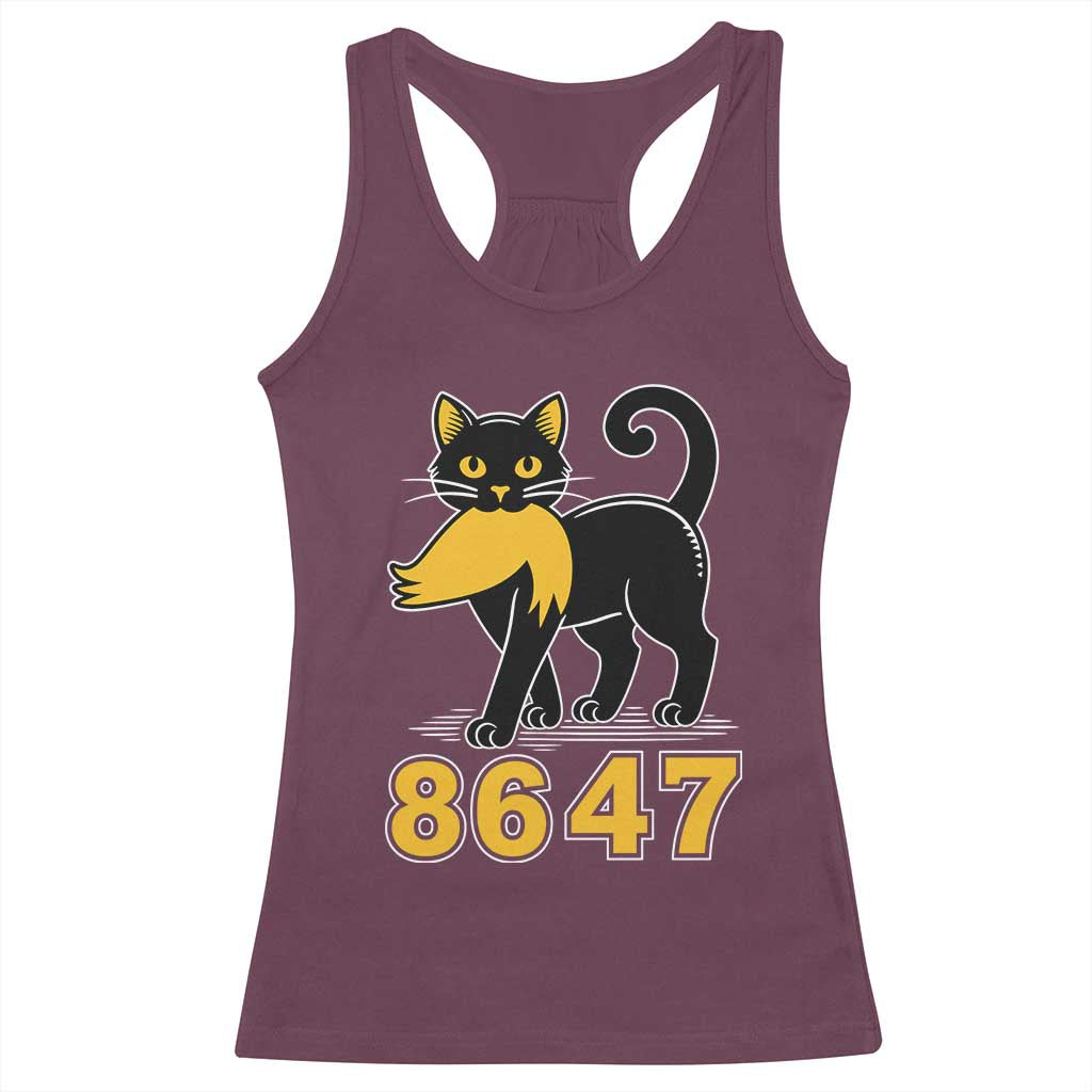 8647 Black Cat Golden Hair Prey Racerback Tank Top Funny Coded Political Satire TS02 Maroon Print Your Wear