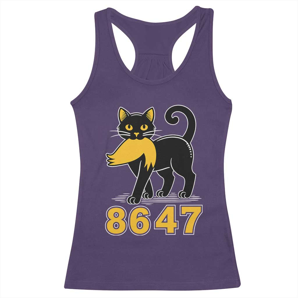 8647 Black Cat Golden Hair Prey Racerback Tank Top Funny Coded Political Satire TS02 Purple Print Your Wear