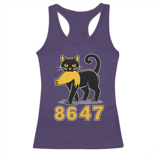 8647 Black Cat Golden Hair Prey Racerback Tank Top Funny Coded Political Satire TS02 Purple Print Your Wear