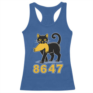 8647 Black Cat Golden Hair Prey Racerback Tank Top Funny Coded Political Satire TS02 Royal Blue Print Your Wear