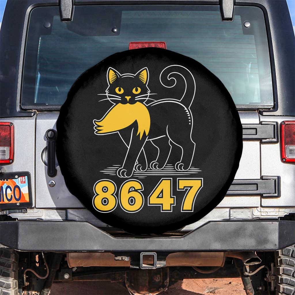 8647 Black Cat Golden Hair Prey Spare Tire Cover Funny Coded Political Satire TS02 No hole Black Print Your Wear