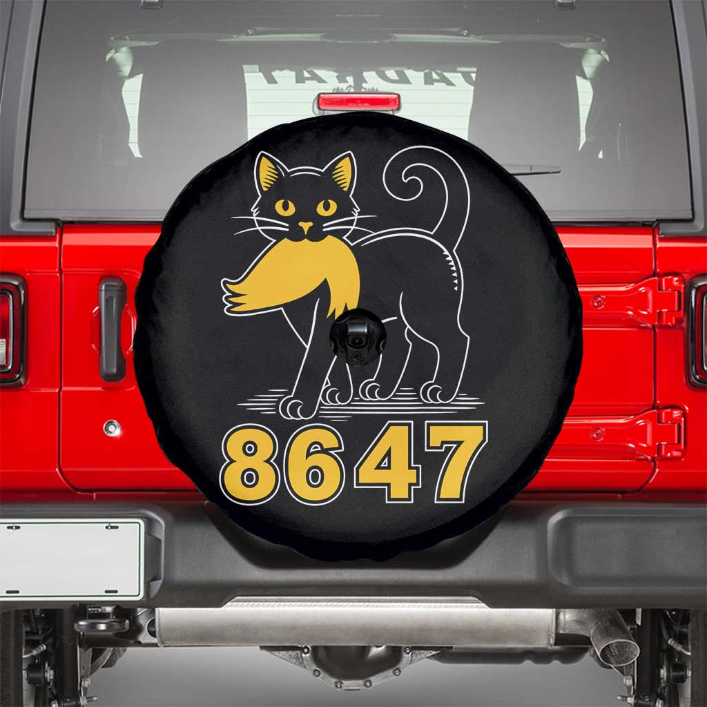 8647 Black Cat Golden Hair Prey Spare Tire Cover Funny Coded Political Satire TS02 Black Print Your Wear