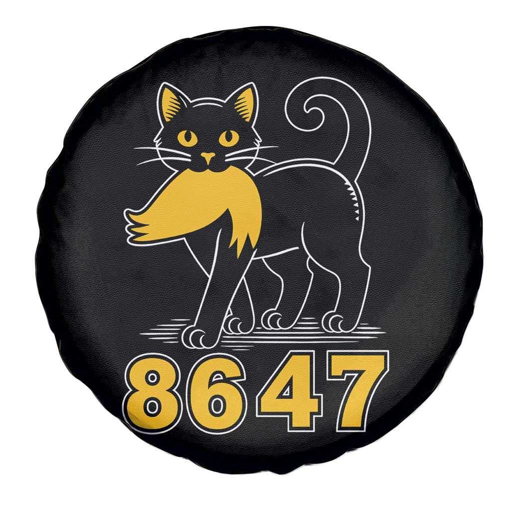 8647 Black Cat Golden Hair Prey Spare Tire Cover Funny Coded Political Satire TS02 Print Your Wear