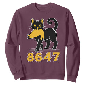 8647 Black Cat Golden Hair Prey Sweatshirt Funny Coded Political Satire TS02 Maroon Print Your Wear