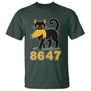 8647 Black Cat Golden Hair Prey T Shirt Funny Coded Political Satire TS02 Dark Forest Green Print Your Wear