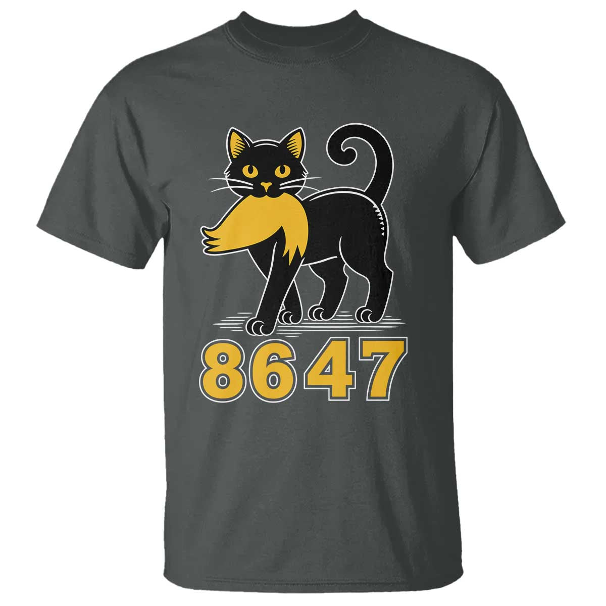 8647 Black Cat Golden Hair Prey T Shirt Funny Coded Political Satire TS02 Dark Heather Print Your Wear