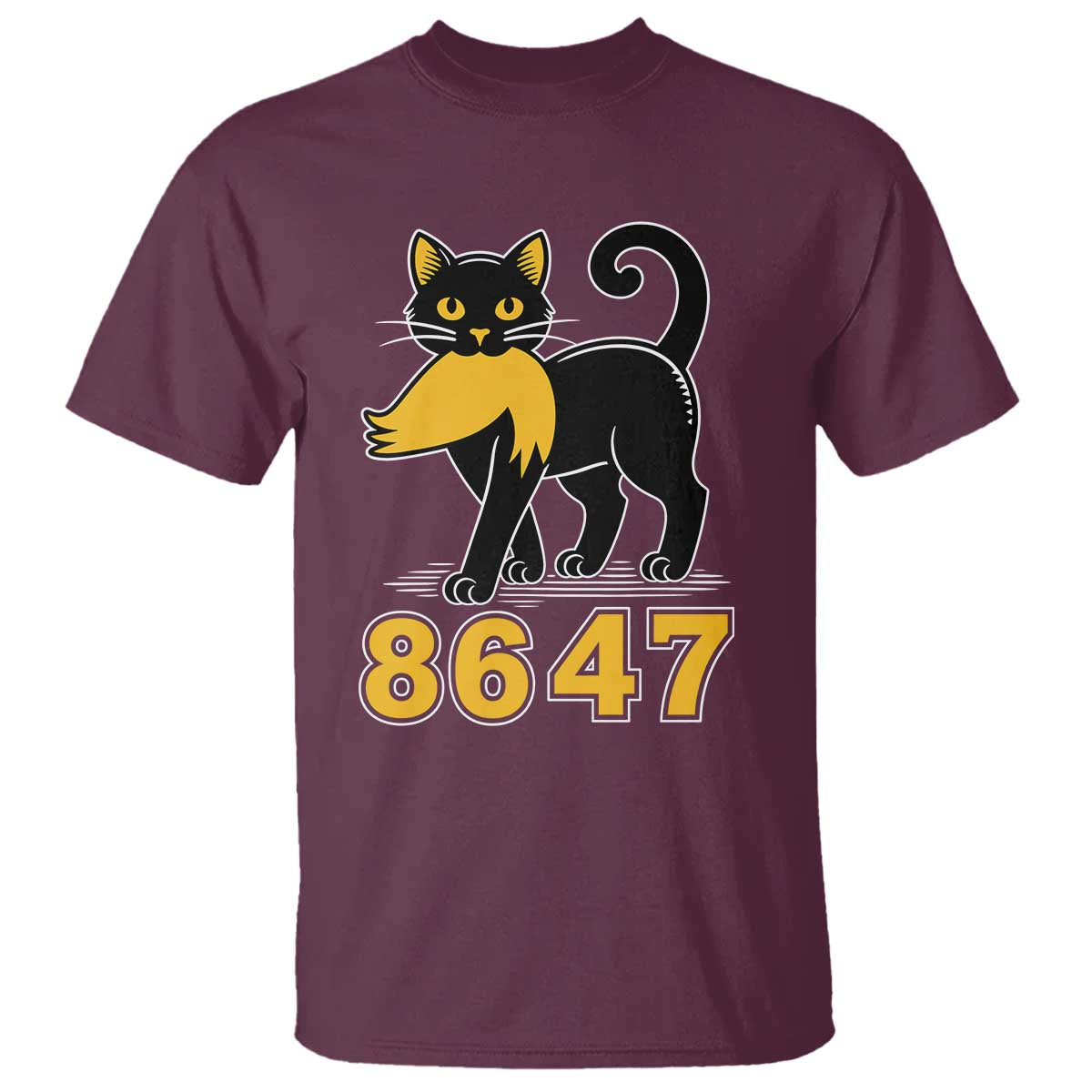 8647 Black Cat Golden Hair Prey T Shirt Funny Coded Political Satire TS02 Maroon Print Your Wear