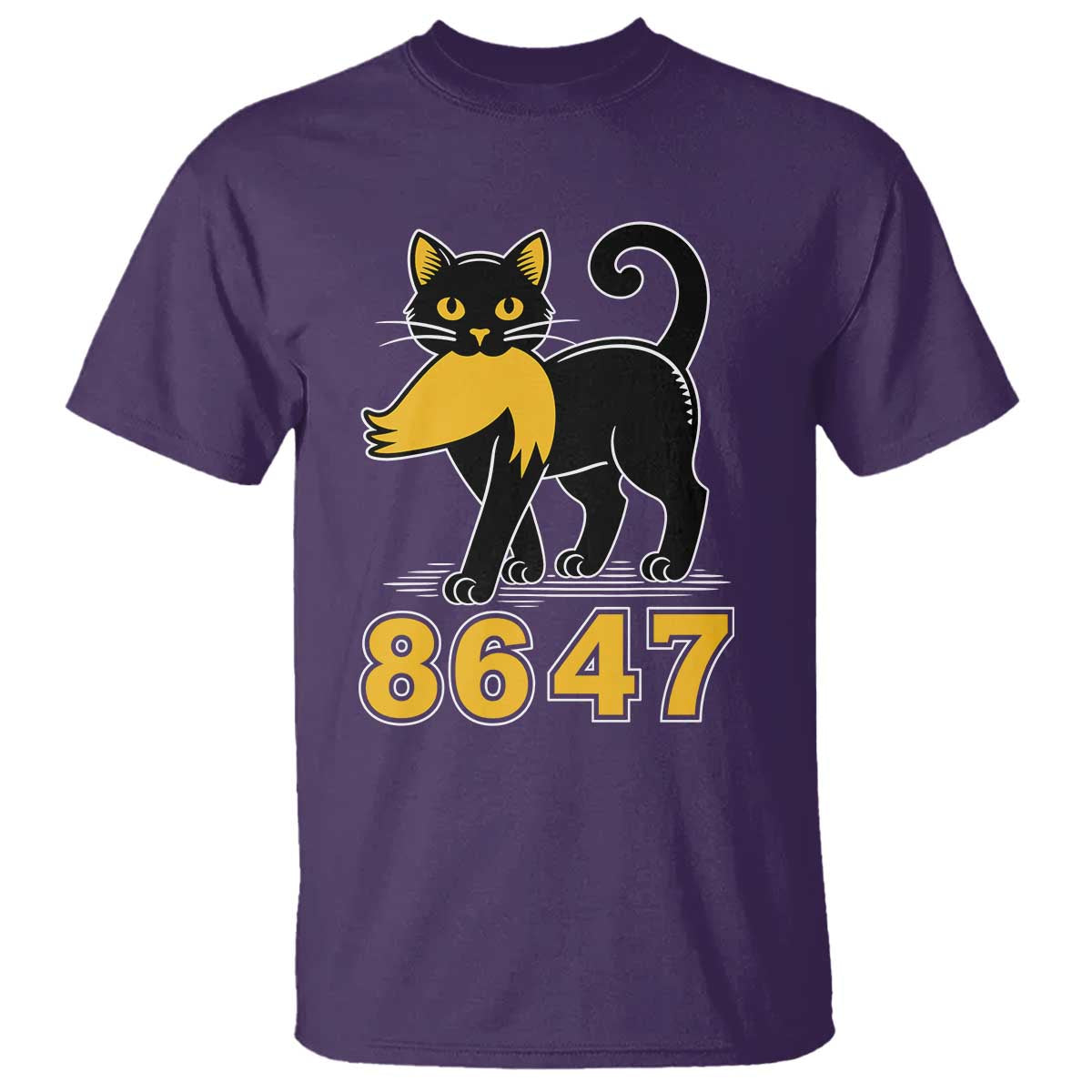 8647 Black Cat Golden Hair Prey T Shirt Funny Coded Political Satire TS02 Purple Print Your Wear