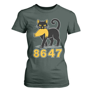 8647 Black Cat Golden Hair Prey T Shirt For Women Funny Coded Political Satire TS02 Dark Forest Green Print Your Wear