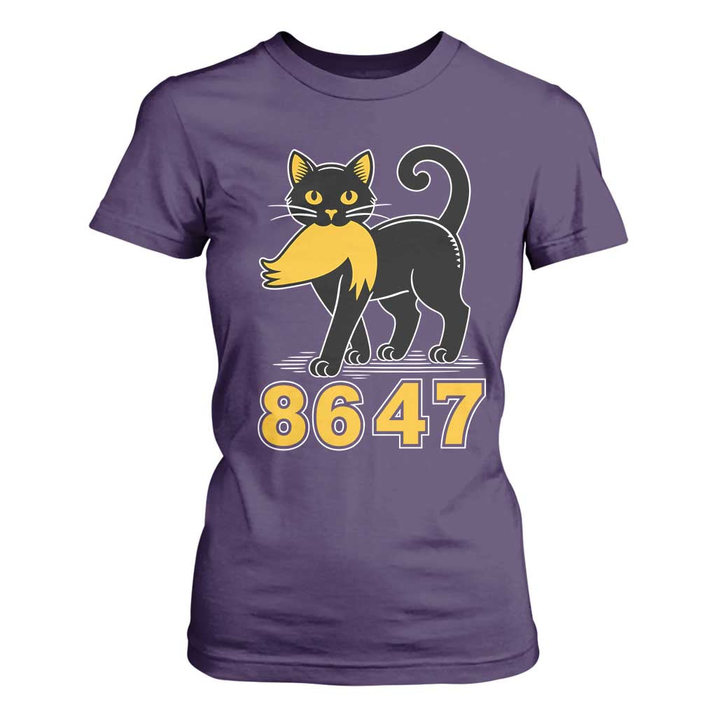 8647 Black Cat Golden Hair Prey T Shirt For Women Funny Coded Political Satire TS02 Purple Print Your Wear