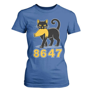 8647 Black Cat Golden Hair Prey T Shirt For Women Funny Coded Political Satire TS02 Royal Blue Print Your Wear