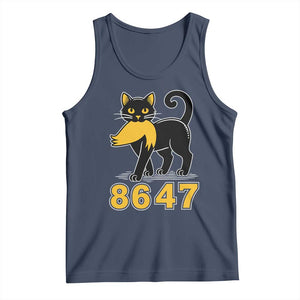 8647 Black Cat Golden Hair Prey Tank Top Funny Coded Political Satire TS02 Navy Print Your Wear
