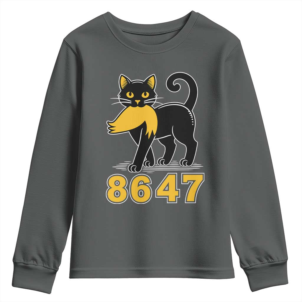 8647 Black Cat Golden Hair Prey Youth Sweatshirt Funny Coded Political Satire TS02 Dark Heather Print Your Wear