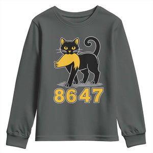 8647 Black Cat Golden Hair Prey Youth Sweatshirt Funny Coded Political Satire TS02 Dark Heather Print Your Wear