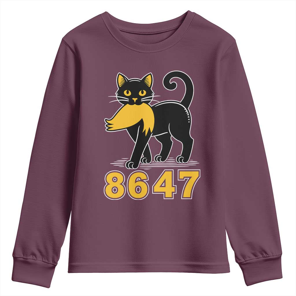 8647 Black Cat Golden Hair Prey Youth Sweatshirt Funny Coded Political Satire TS02 Maroon Print Your Wear