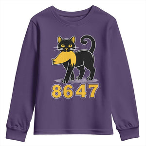 8647 Black Cat Golden Hair Prey Youth Sweatshirt Funny Coded Political Satire TS02 Purple Print Your Wear