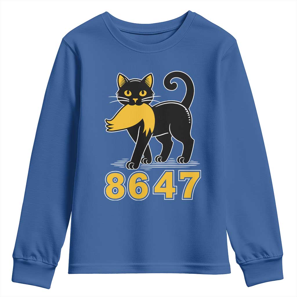 8647 Black Cat Golden Hair Prey Youth Sweatshirt Funny Coded Political Satire TS02 Royal Blue Print Your Wear