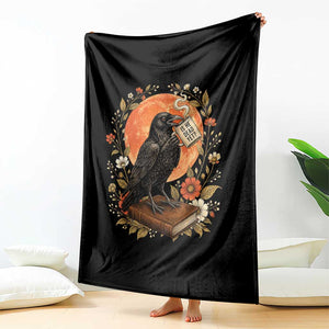 Is He Dead Yet Raven Drinking Coffee Throw Blanket Vintage Book Political Dark Humor TS02 Print Your Wear