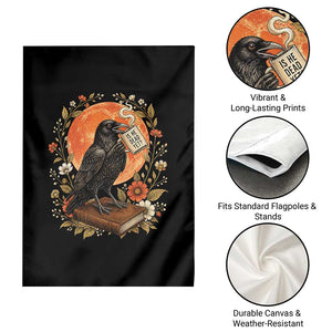 Is He Dead Yet Raven Drinking Coffee Garden Flag Vintage Book Political Dark Humor TS02 Print Your Wear