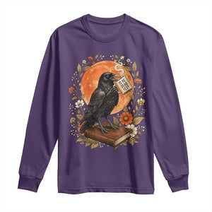 Is He Dead Yet Raven Drinking Coffee Long Sleeve Shirt Vintage Book Political Dark Humor TS02 Purple Print Your Wear