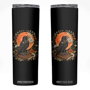 Is He Dead Yet Raven Drinking Coffee Skinny Tumbler Vintage Book Political Dark Humor TS02 Black Print Your Wear