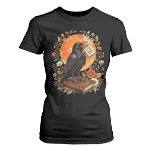 Is He Dead Yet Raven Drinking Coffee T Shirt For Women Vintage Book Political Dark Humor TS02 Black Print Your Wear