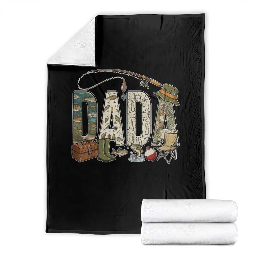 Best Fishing Dada Retro Vintage Outdoorsman Throw Blanket Bass Angler Dad Fisherman Fathers Day Gift for Men